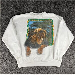 VTG 90's Bobby G's Lion Graphic Print Sweater Adult Size Large 42" Chest